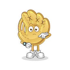 baseball glove with wristwatch cartoon. cartoon mascot vector