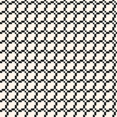 Vector seamless pattern with grid, mesh, net, lattice, weave. Jacquard textile texture. Black and white geometric ornament. Simple abstract monochrome background. Repeated design for print, decoration