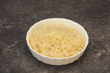 Raw basmati rice in the bowl