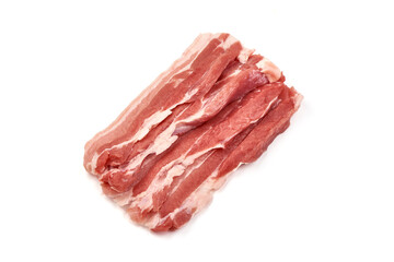 Raw pork belly, isolated on white background