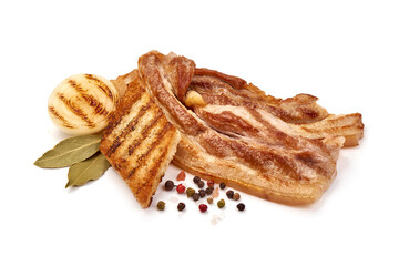 Grilled pork belly, isolated on white background