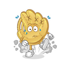 baseball glove running illustration. character vector