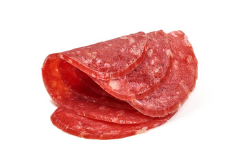 Smoked salchichon sausage, isolated on white background