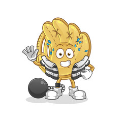 baseball glove criminal vector. cartoon character