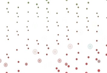 Light Green, Red vector texture with colored snowflakes.