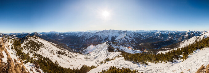 Fototapeta na wymiar Mountain panorama view from Auerspitze mountain in Bavaria, Germany