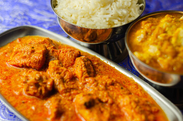 Mild chicken Korma and chicken Tikka Masala with Basmati rice