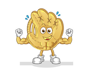 baseball glove muscular cartoon. cartoon mascot vector