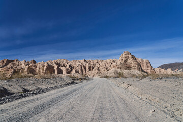 Quebrada de las Flechas is a scenic desert drive between salta and cafayate with beautiful arid desert landscape. It is a popular travel destination for tourists, Argentina, South America