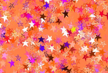 Light Pink, Red vector template with sky stars.