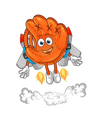 baseball glove with jetpack mascot. cartoon vector