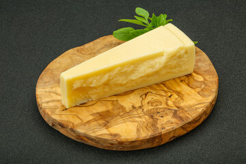 Hard parmesan cheese served basil