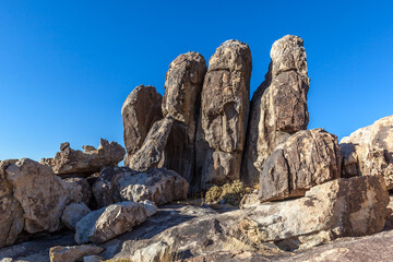 Rocks in the Mojave National Preserve, located in the Mojave Desert of San Bernardino County, California,