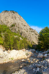 View of a mountain river in Kesme Bogaz canyon, Antalya province in Turkey