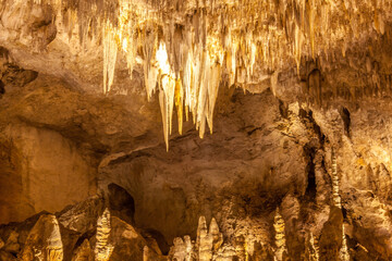 View in the caves at Carlsbad Caverns National Park, New Mexico, a well-known national park famous...
