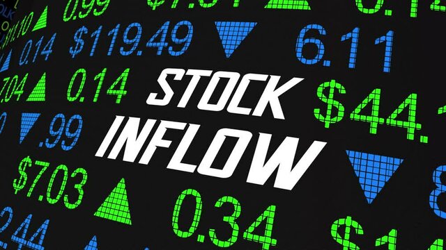 Stock Inflow More Money Financial Capital Added to Market Ticker 3d Animation