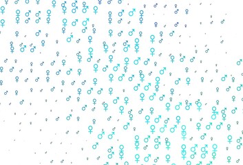 Light blue, green vector template with man, woman symbols.