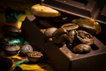 coffee beans and chocolate