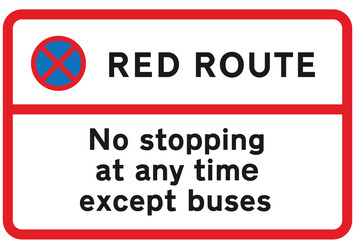 No stopping during period indicated except for buses sign