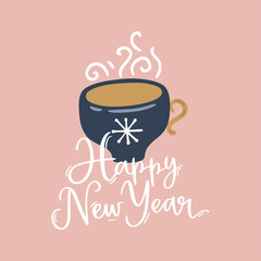 Christmas print. Hand drawn vector illustration and lettering.