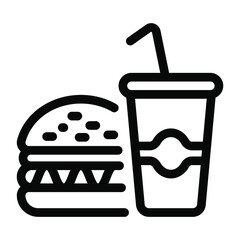 
Burger with drink, fast food icon in filled style 
