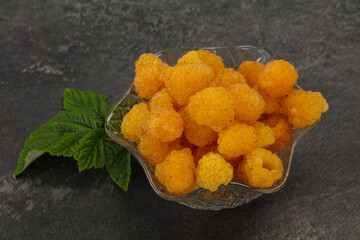 Sweet ripe tasty yellow raspberry