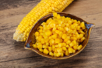 Young corn seeds in the bowl