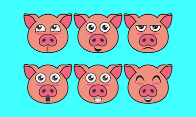 vector illustration of a cute animal face expression logo, pet, pig icon