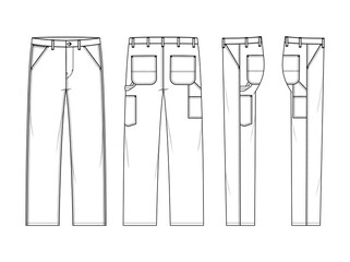 Men's Carpenter Pant - Front, Back, Side views