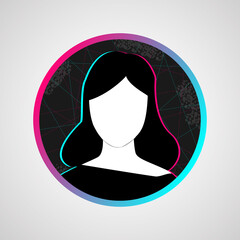 User Icon - Woman / Female. Profile Avatar. Symbol illustration. Icon in the style of a popular social network. Icon for social media