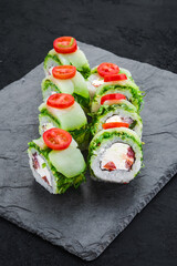 Rolls with tuna and chukka