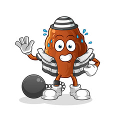 date fruit criminal vector. cartoon character