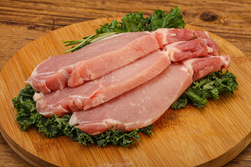 Raw pork steak for cooking