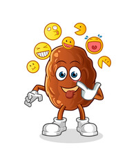 date fruit laugh and mock character. cartoon mascot vector