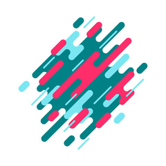 Abstract geometric background with various rounded linear stripes. Modern dynamic composition in diagonal rhythm. Eps 10 vector illustration in bright trendy colors.