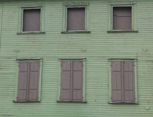Rustic window of the old wooden house