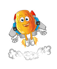 Yellow date with jetpack mascot. cartoon vector