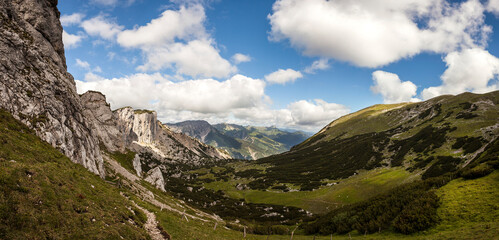Naklejka premium Mountain panorama from Rofanspitze mountain, Rofan, Tyrol, Austria