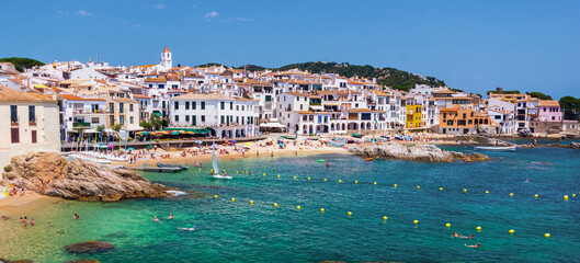 Calella de Palafrugell, traditional whitewashed fisherman village and a popular travel and holiday destination on Costa Brava, Catalonia, Spain.