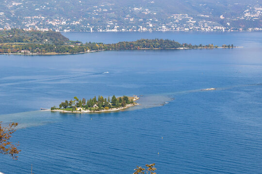Islet off the coast of Manerba del Garda seen from the Rocca di Manerba