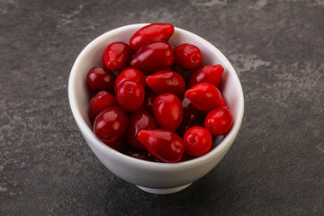 Sweet and ripe cornel berries