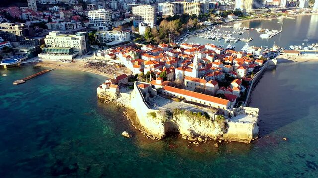 View of the old town in Budva. Coast Budva Riviera. Montenegro.