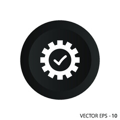 Execution icon in black circle. Execution vector flat symbol on white background