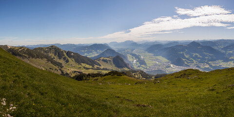 Fototapeta na wymiar Mountain panorama from Vorderes Sonnwendjoch mountain, Rofan, Tyrol, Austria