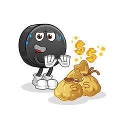 Hockey puck refuse money illustration. character vector