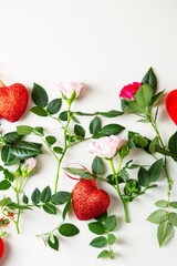 Composition with hearts and flowers
