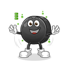 Hockey puck full battery character. cartoon mascot vector