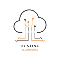 Hosting technology cloud logo icon. Template design for database company, web or mobile app.