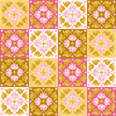 Ceramic tile pattern with lotus.