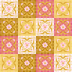 Ceramic tile pattern with lotus.